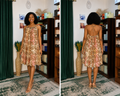 Mocha & Blush Halter Swing Dress – African abstract-inspired print