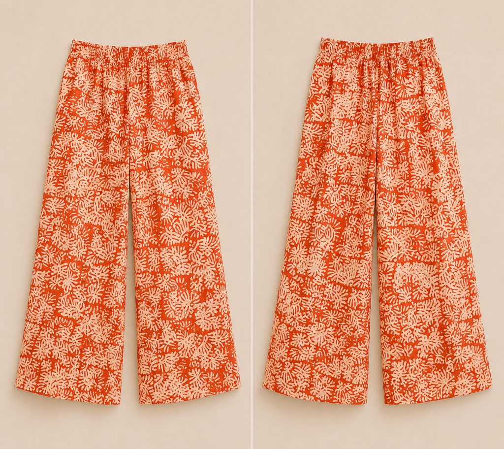 Orange Botanical Wide-Leg Pants – African Inspired print