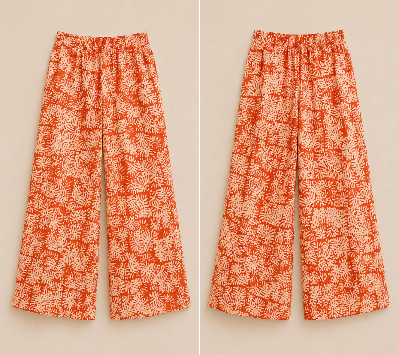 Orange Botanical Wide-Leg Pants – African Inspired print
