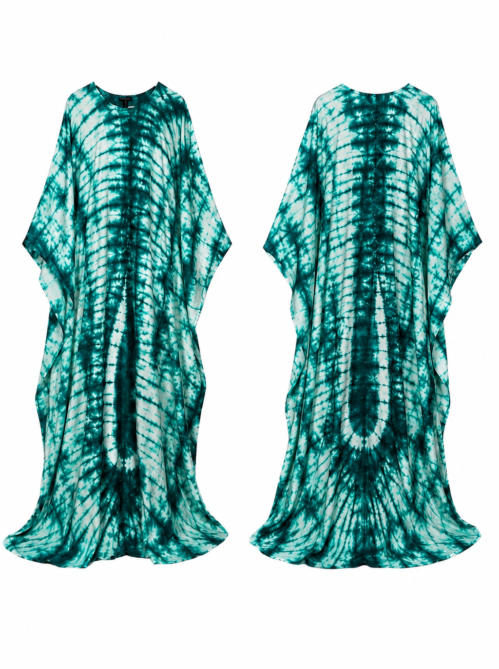 Turquoise & Emerald Flowing Bubu Gown – African tie-dye inspired print