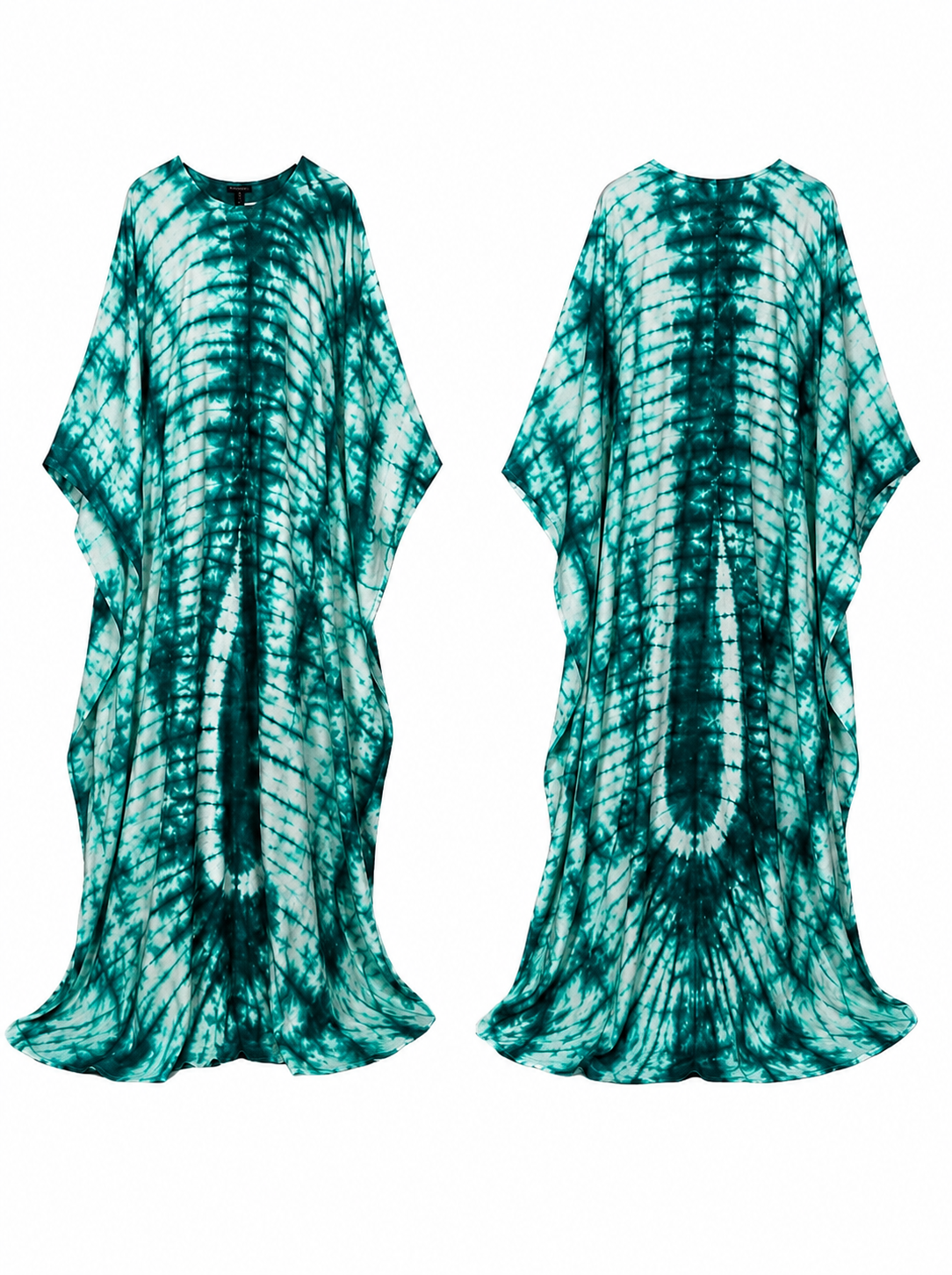 Turquoise & Emerald Flowing Bubu Gown – African tie-dye inspired print