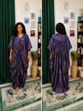 Purple Abstract Draped Bubu Gown – African inspired print