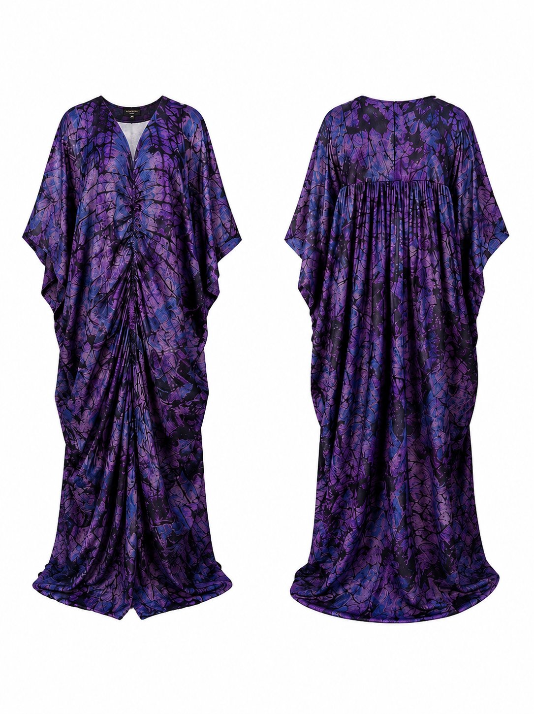 Purple Abstract Draped Bubu Gown – African inspired print