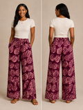 Plum Purple & Dusty Rose Wide-Leg Pants – African-inspired print