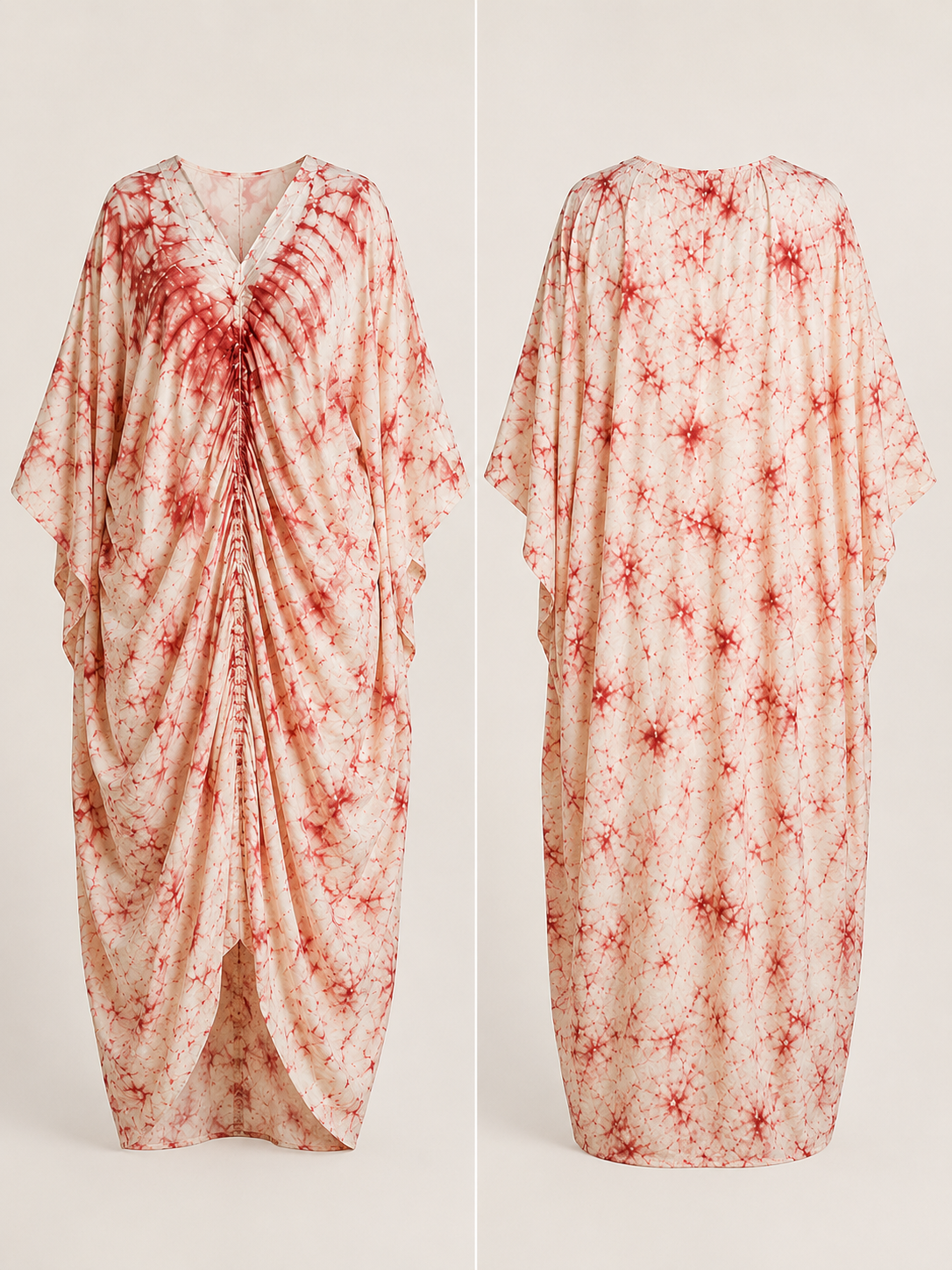 Blush & Rose Draped Bubu Gown – African tie-dye inspired print