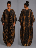Black & Bronze Draped Bubu Gown – African-inspired print