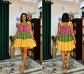 Colored block Tiered Mini Dress – African abstract-inspired print