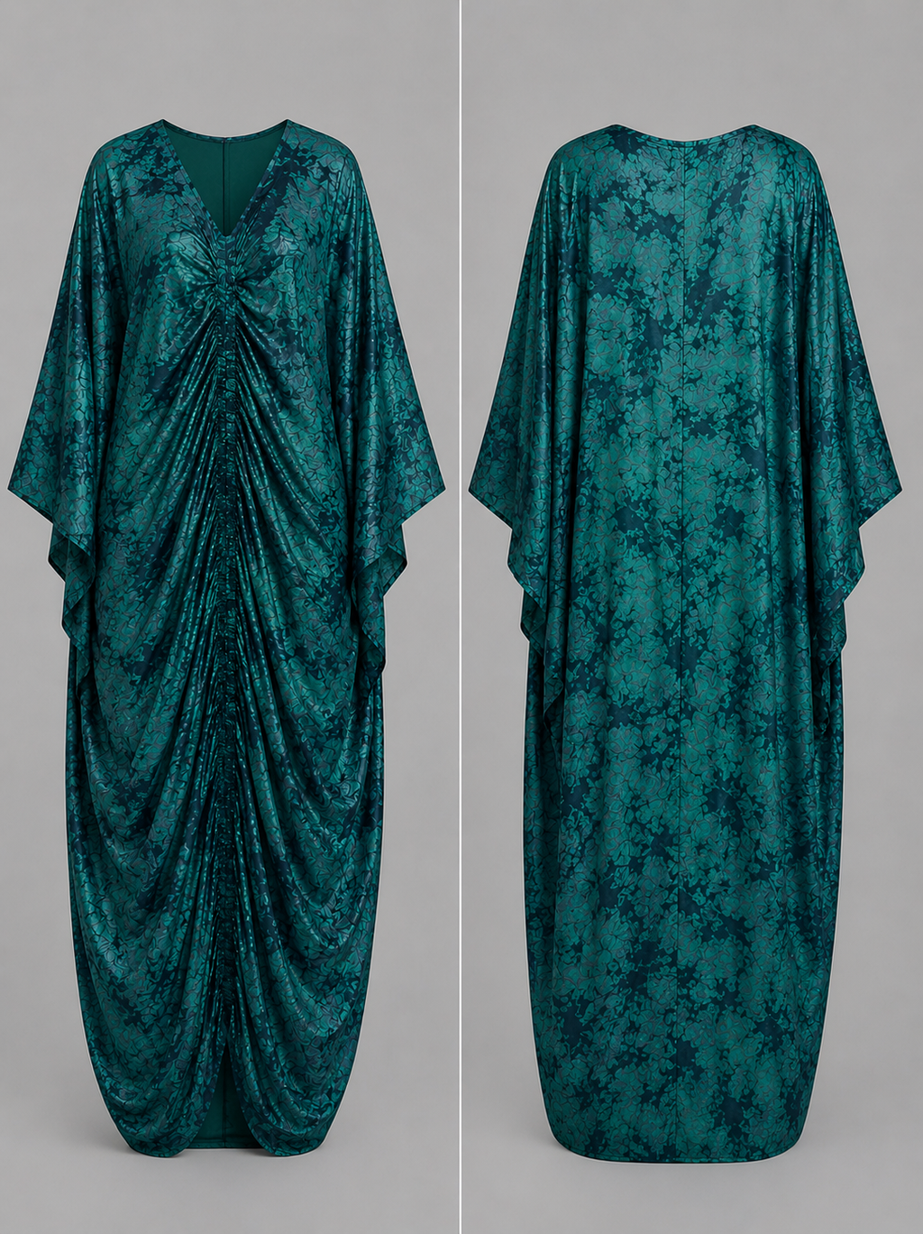 Emerald Teal Draped Bubu Gown – African-inspired print
