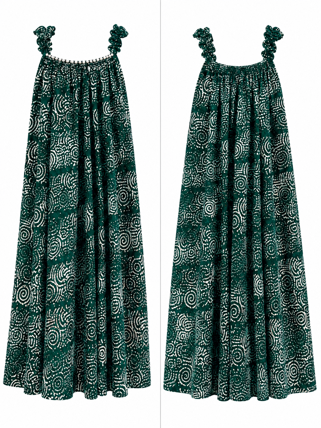 Emerald Green Swing Dress – African abstract-inspired print