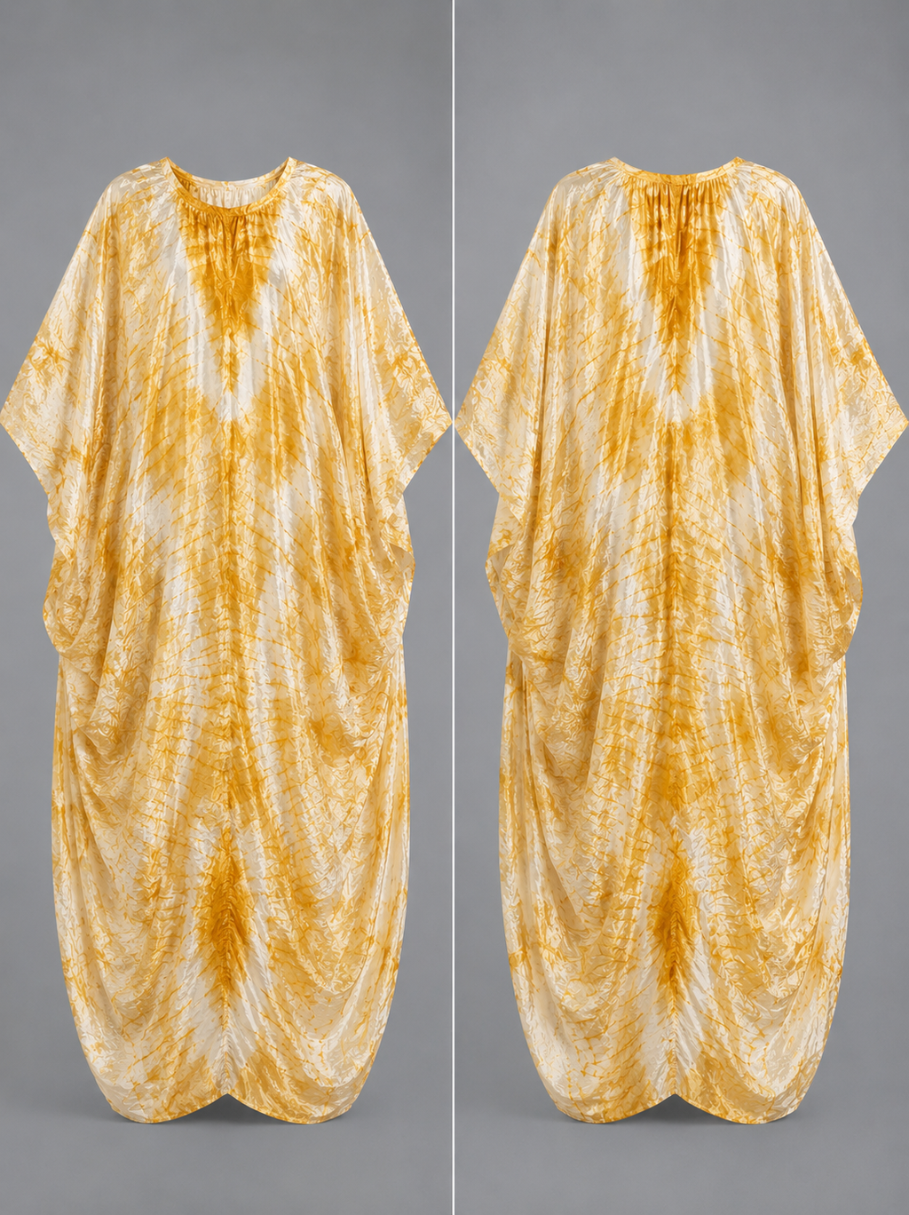Ivory & Golden Amber Draped Bubu Gown – African-inspired print