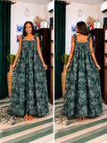 Emerald Green Swing Dress – African abstract-inspired print