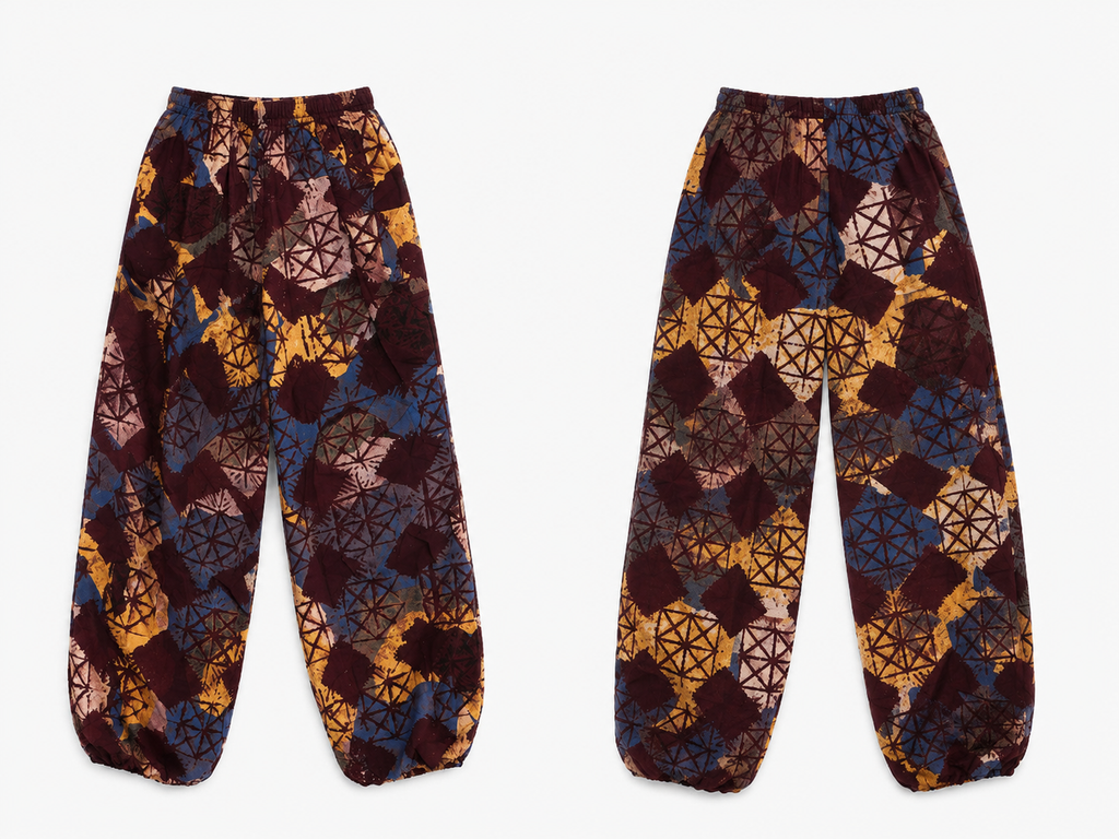 Multicolor Batik Wide-Leg Palazzo Pants - Handcrafted African Wax Print
