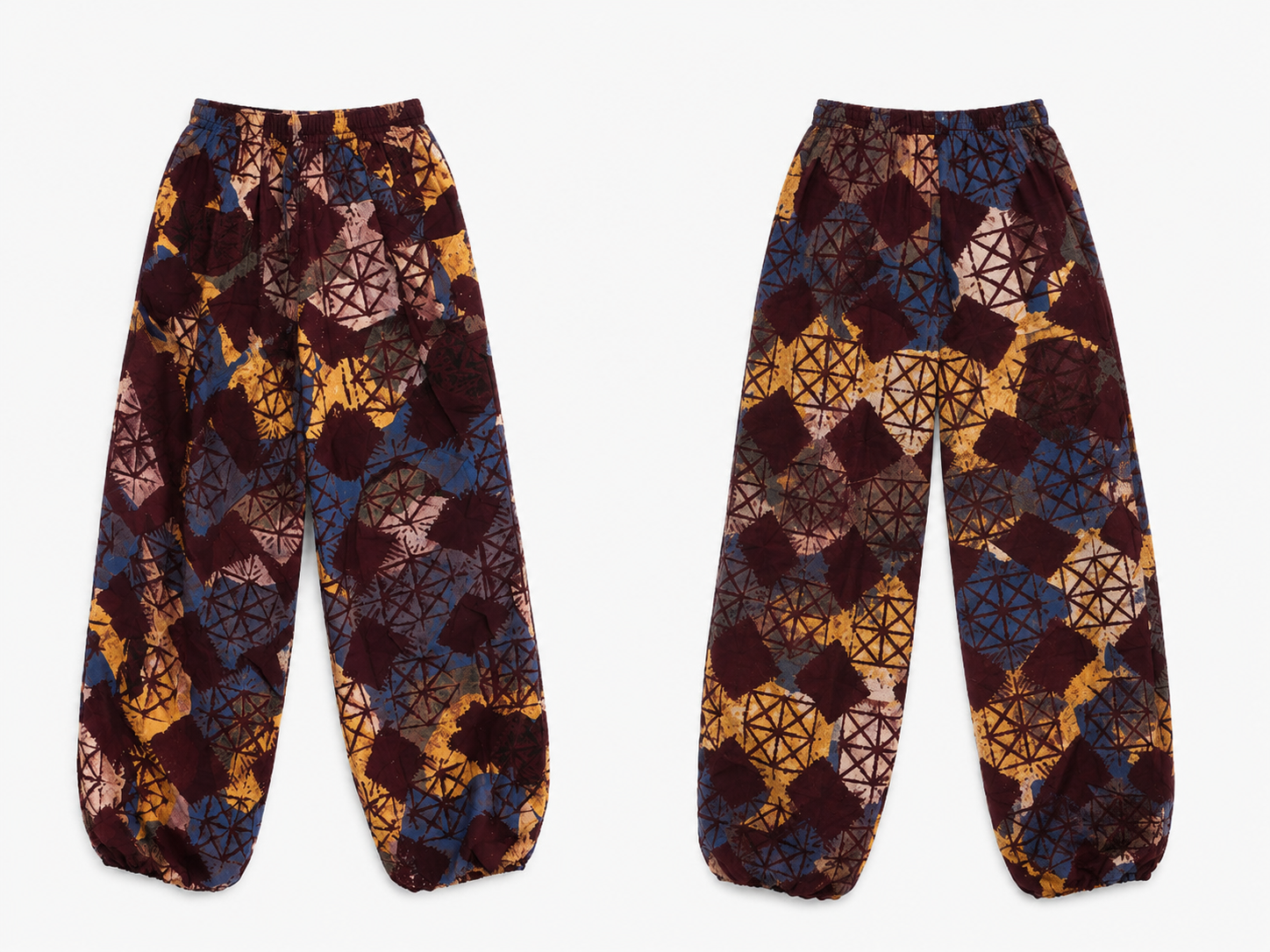 Multicolor Batik Wide-Leg Palazzo Pants - Handcrafted African Wax Print